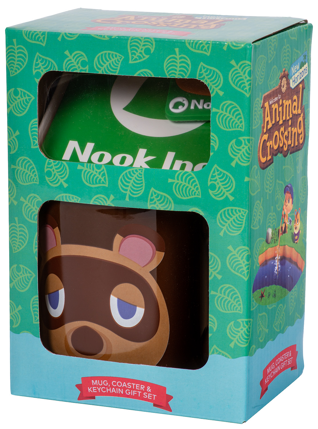 Geschenkset (Tasse, Untersetzer & Schlüsselanhänger) - Animal Crossing - Tom Nook