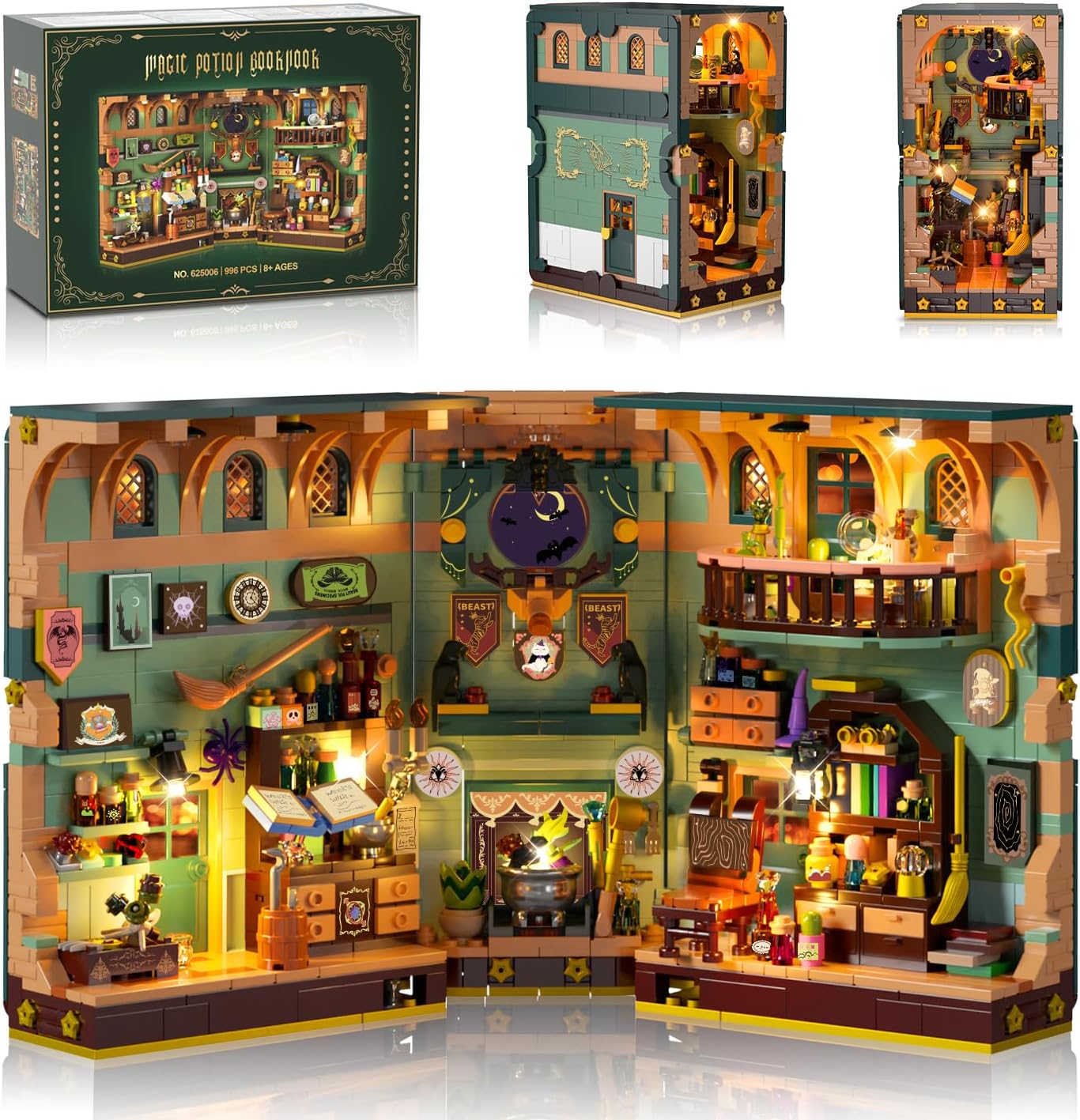 Magisches Zaubertrank Book Nook Haus Bauspielzeugset mit LED