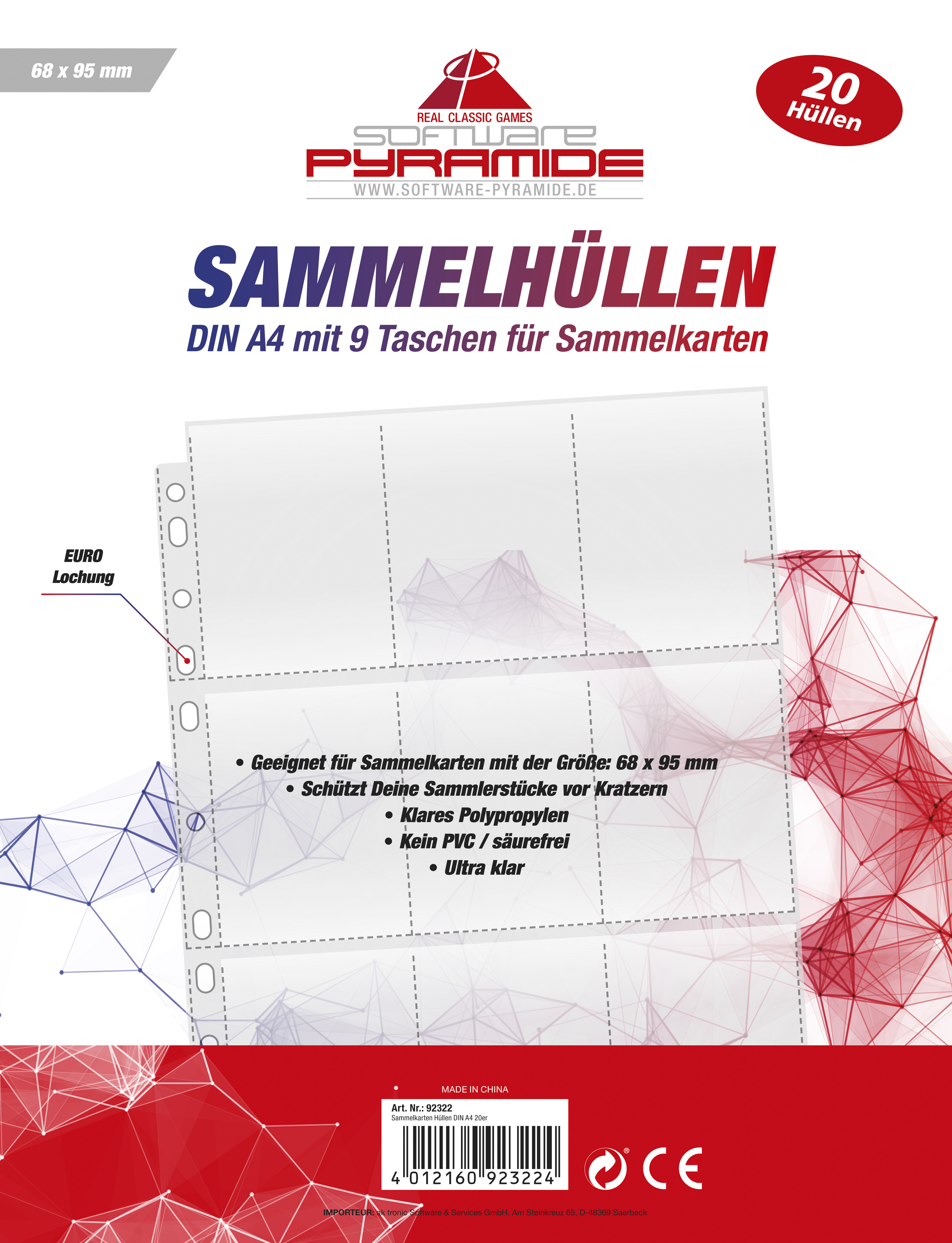 Sammelhüllen - Din A4 20 Hüllen à 9 Taschen für Sammelkarten Sammelhüllen - Din A4 20 Hüllen à 9 Taschen für Sammelkarten