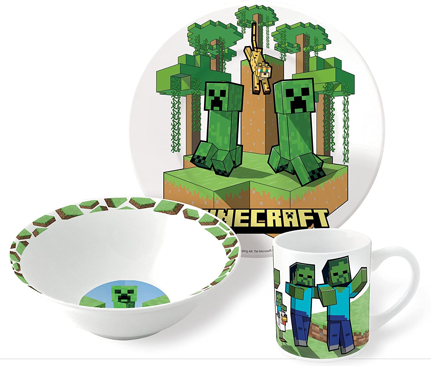 Frühstücksset (Schale, Teller, Tasse) - Minecraft - Creeper