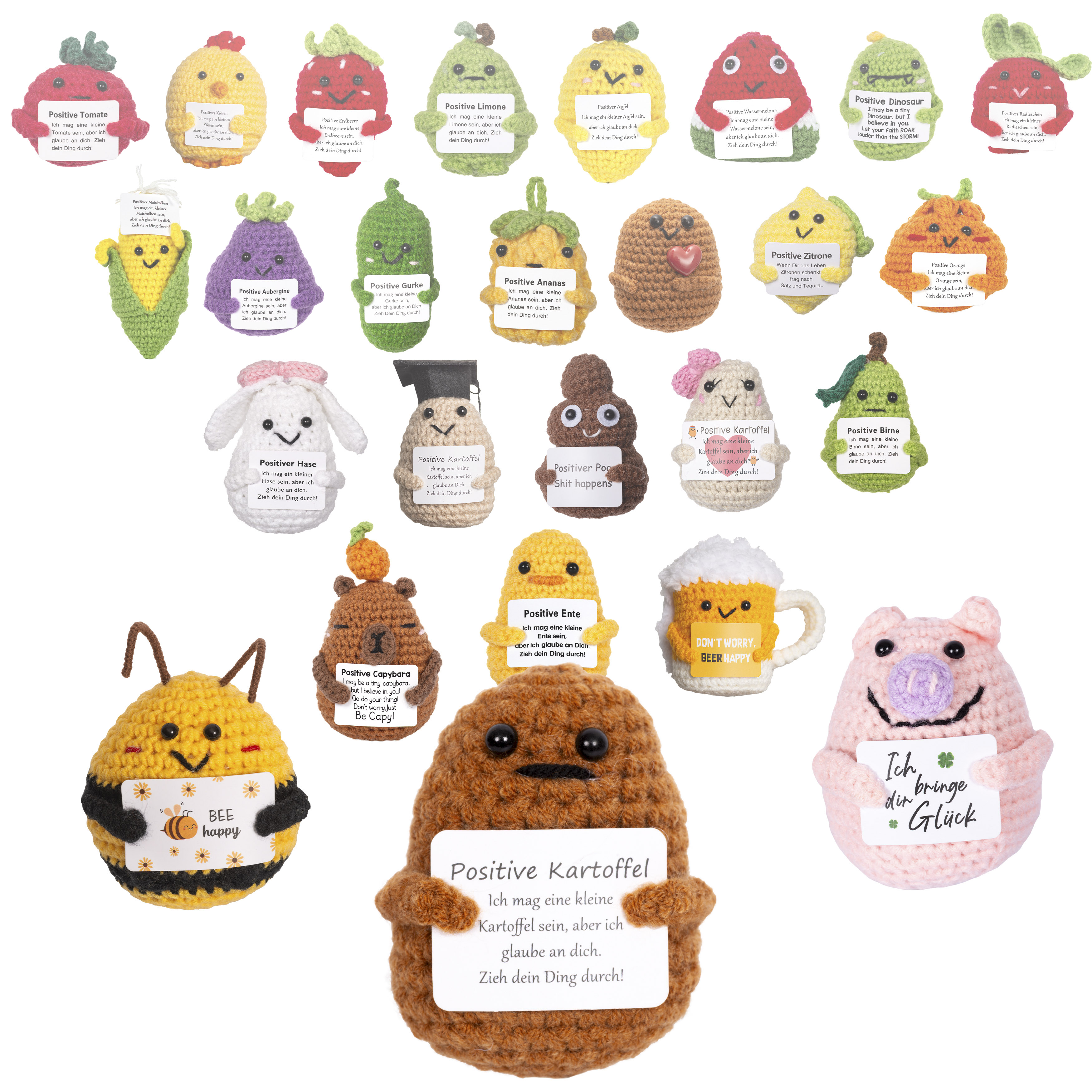 Pozytywny ziemniak/ogórek/cytryna/gruszka - szydełkowana figurka - wybór losowy