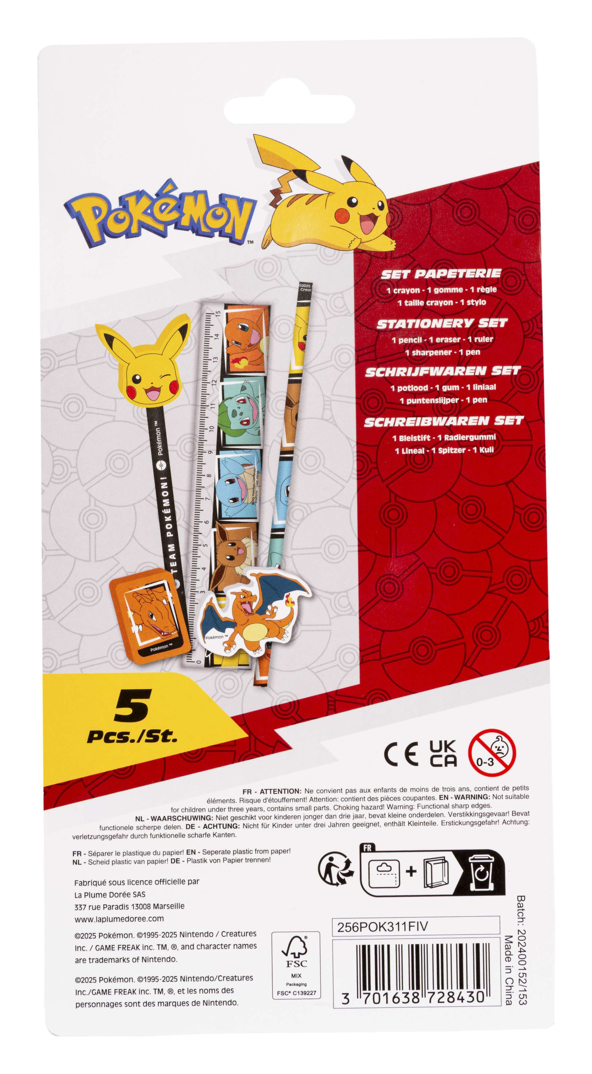 Pokémon - Schreibwaren 5er Set