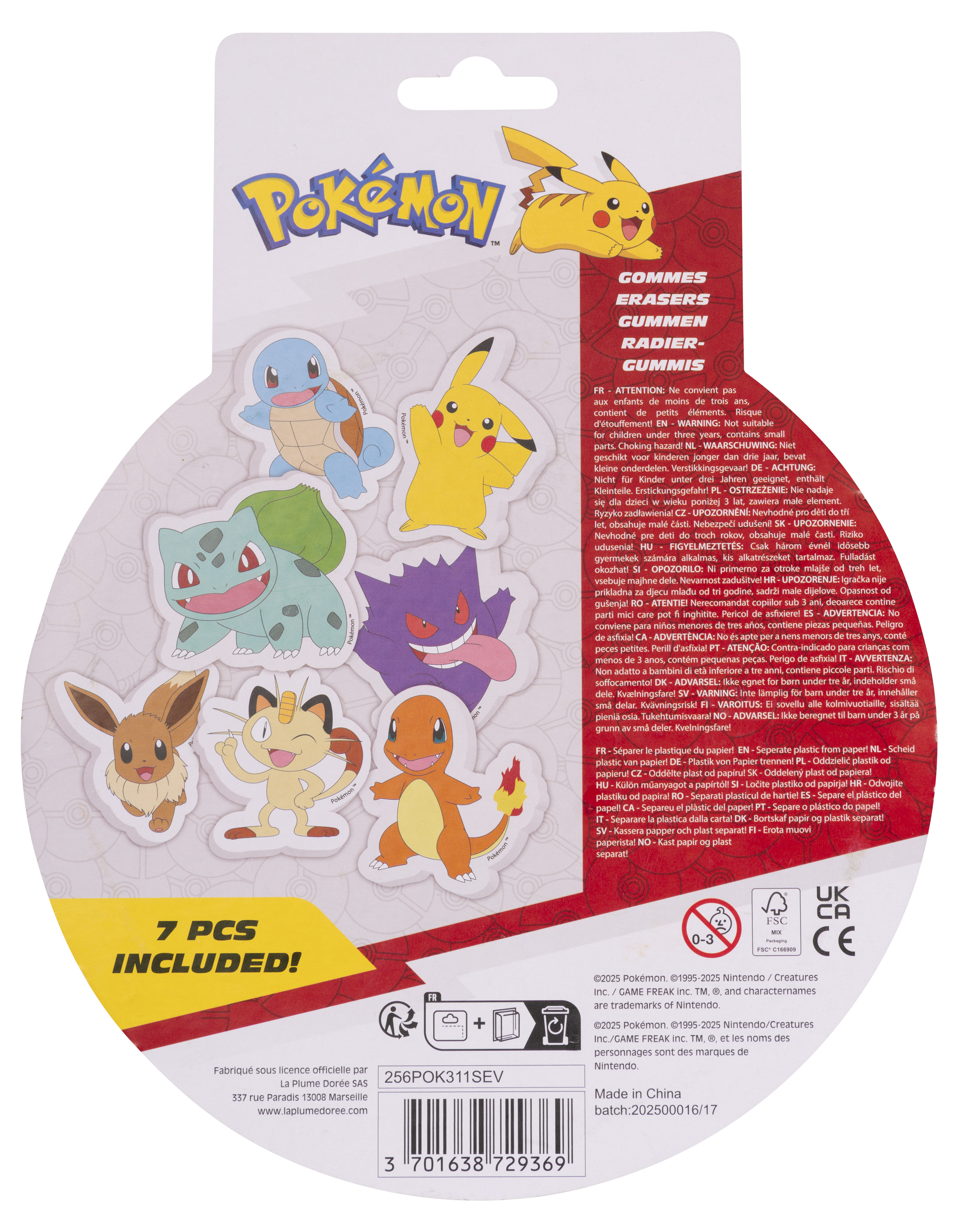 Pokémon - Radiergummi 7er Set
